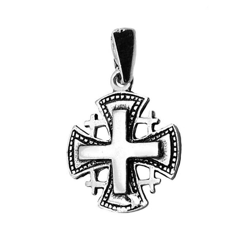 Sterling silver Jerusalem Cross pendant, consecrated in Jerusalem