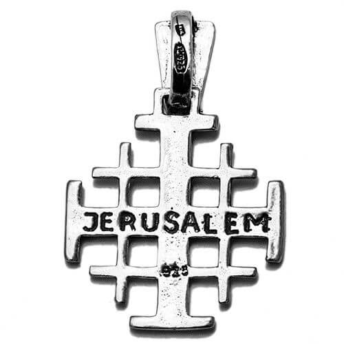 bail and chain detail of Jerusalem cross silver 925 pendant from Holy Land
