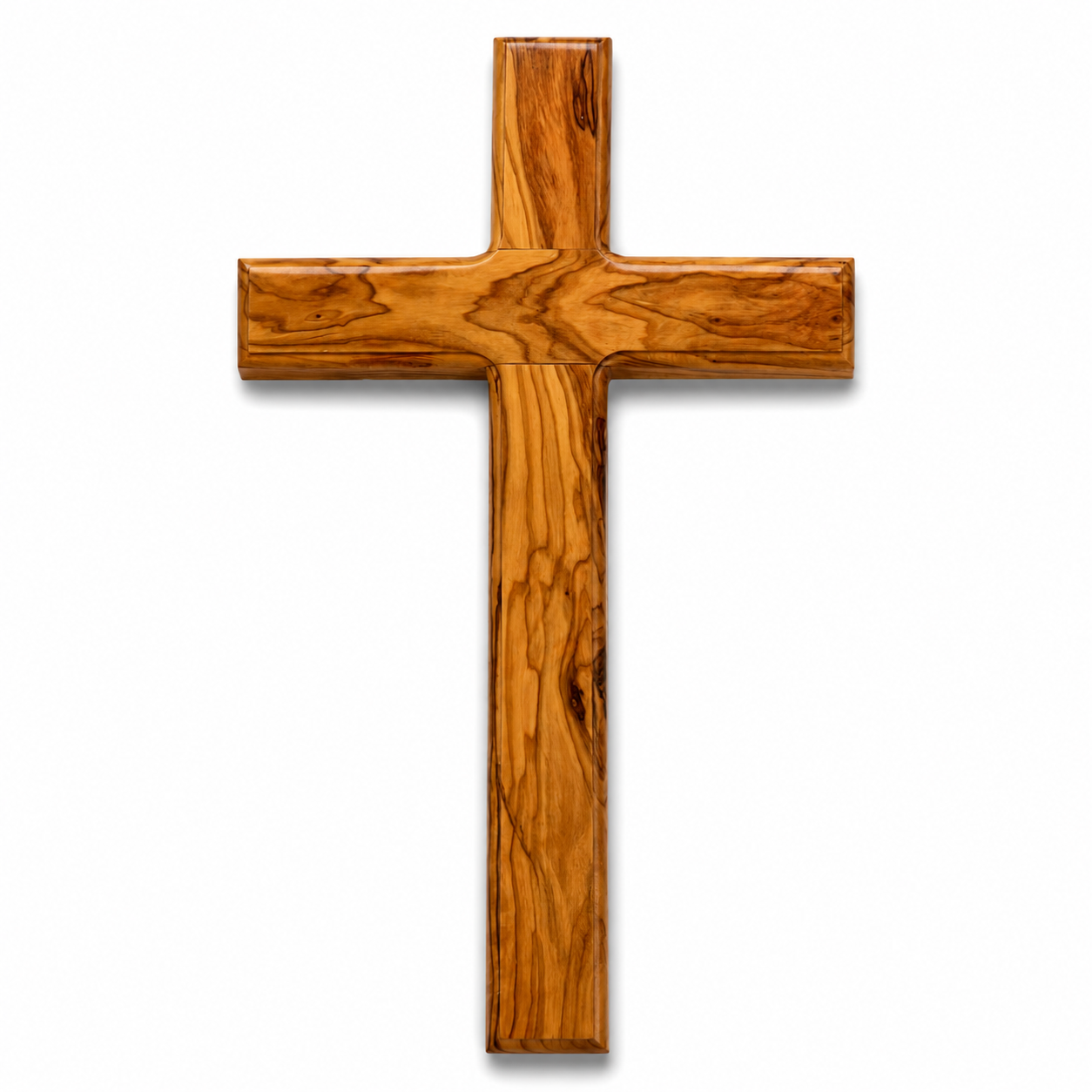 Handmade Jerusalem Cross carved from natural olive wood with traditional Bethlehem Christian craftsmanship