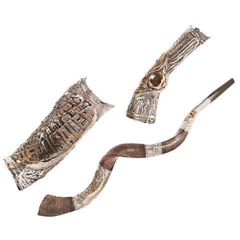 real silver plated shofar horn made in Jerusalem
