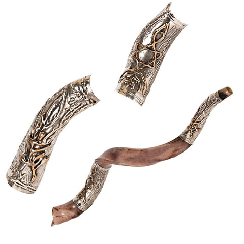 Silver plated shofar Jerusalem, rich Yemenite ceremonial tone
