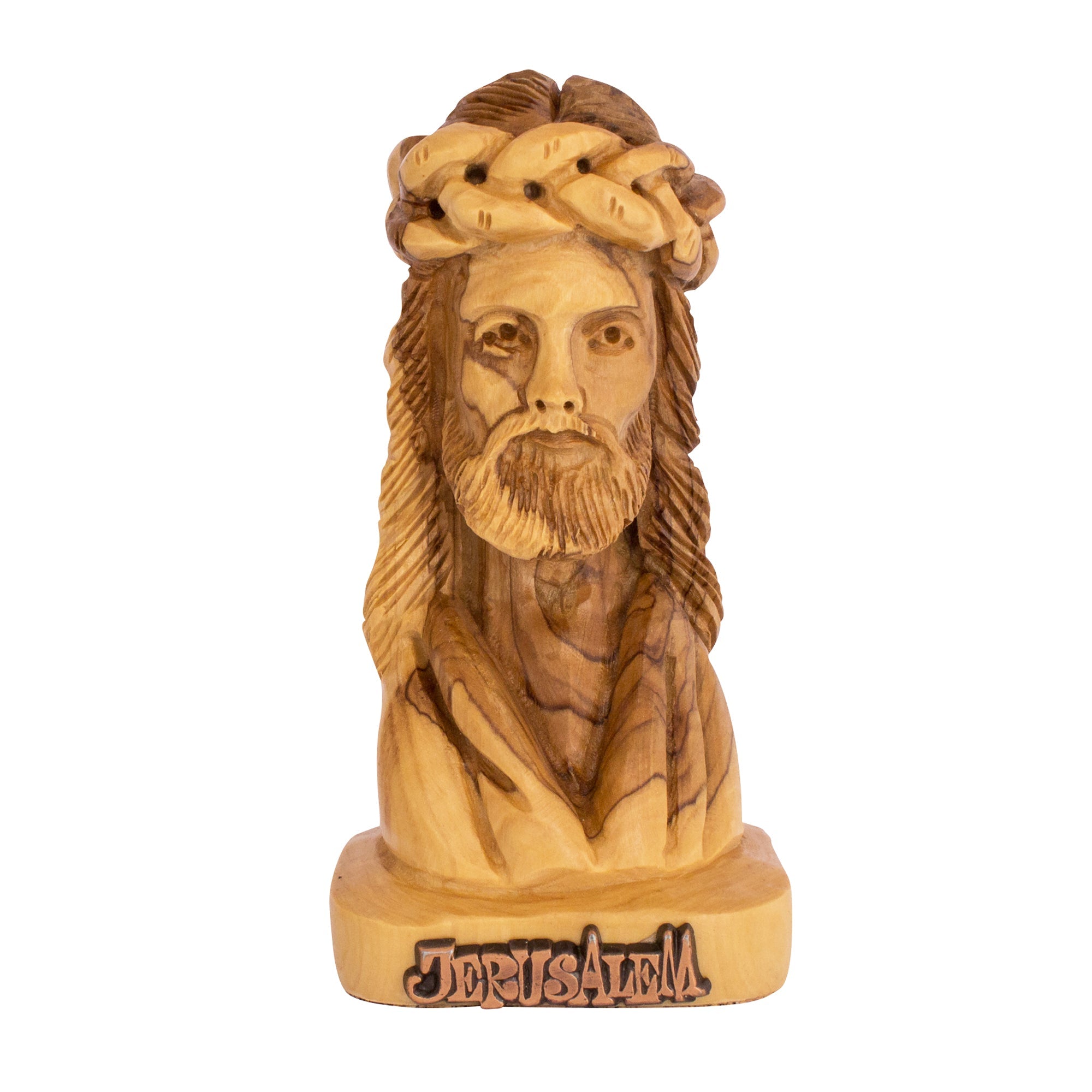 reverse side olive wood jesus head bust sculpture holy land
