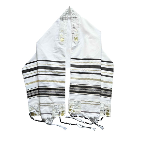 Jewish black tallit prayer shawl with bag from Israel