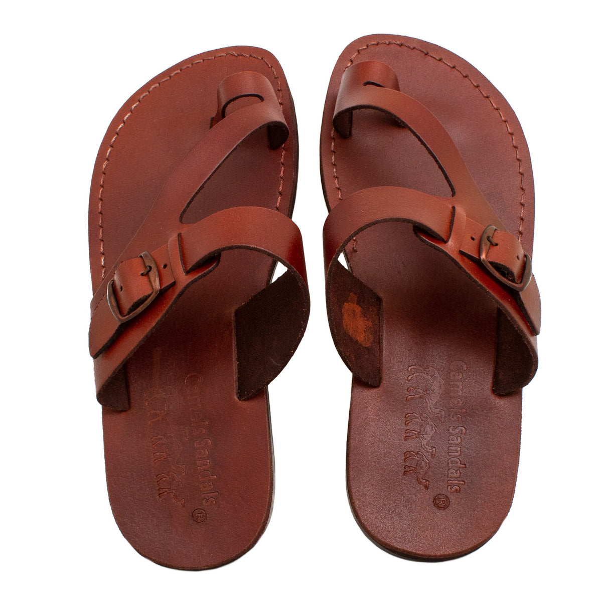 Men's Biblical Style Orthopedic Sandals Genuine Camel Leather Stripes from Jerusalem 6-13US