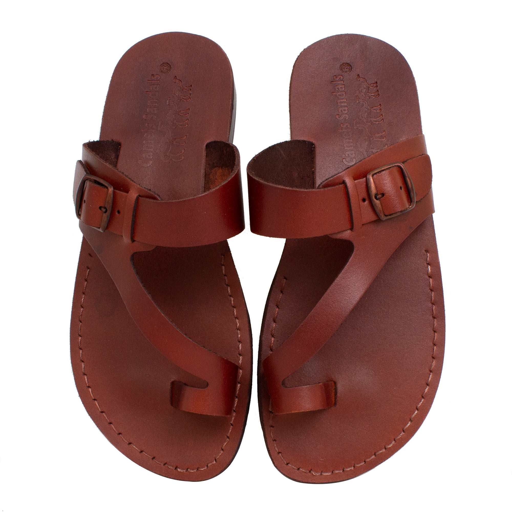 Men's Biblical Style Orthopedic Sandals Genuine Camel Leather Stripes from Jerusalem 6-13US