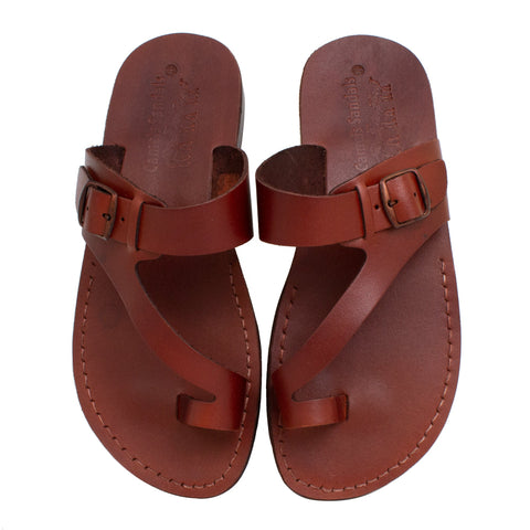 Men's Biblical Style Orthopedic Sandals Genuine Camel Leather Stripes from Jerusalem 6-13US