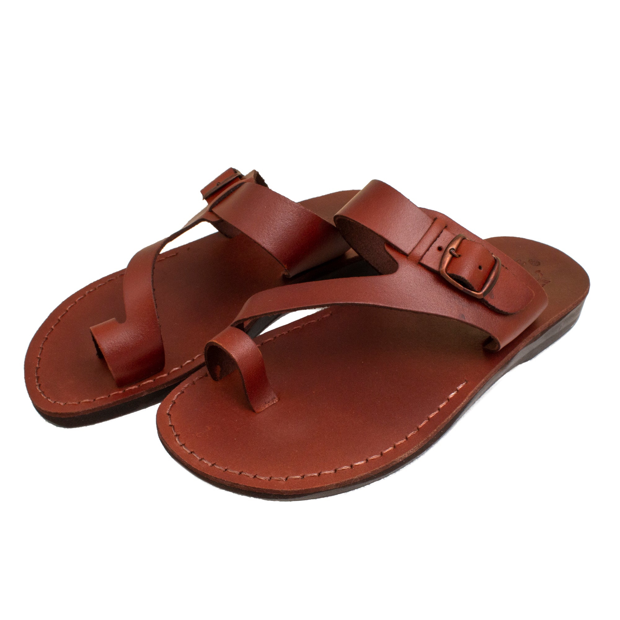 Men's Biblical Style Orthopedic Sandals Genuine Camel Leather Stripes from Jerusalem 6-13US