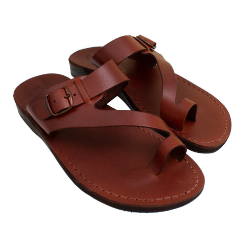 Men's Biblical Style Orthopedic Sandals Genuine Camel Leather Stripes from Jerusalem 6-13US