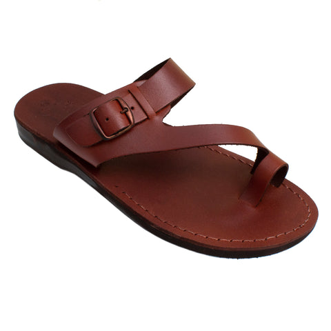 Men's Biblical Style Orthopedic Sandals Genuine Camel Leather Stripes from Jerusalem 6-13US