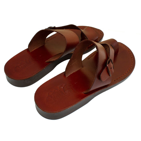 Men's Biblical Style Orthopedic Sandals Genuine Camel Leather Stripes from Jerusalem 6-13US