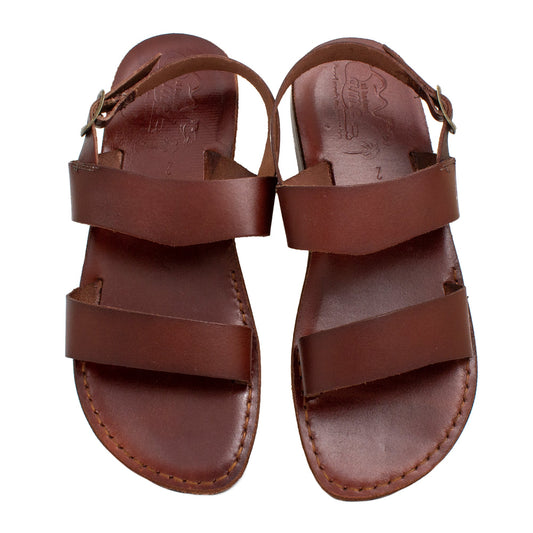 Men's Biblical Antique Style Sandals Genuine Camel Leather Wide Stripes from Jerusalem 6-13US