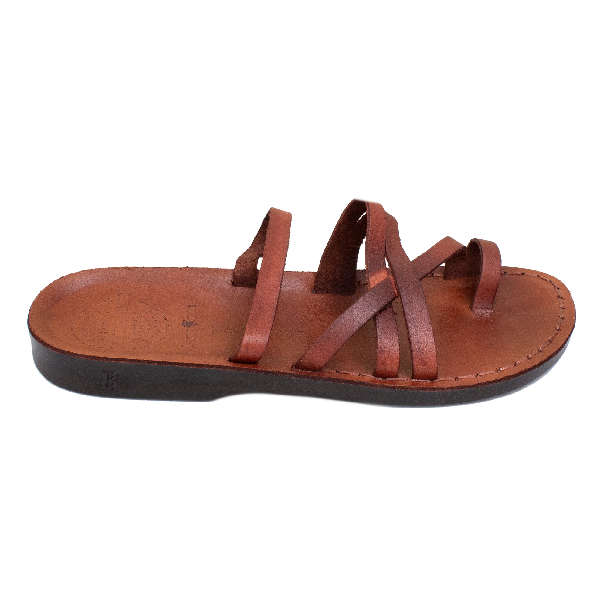 Women's Antique Sandals Natural Genuine Camel Leather 5 Straps from Jerusalem 5-11US