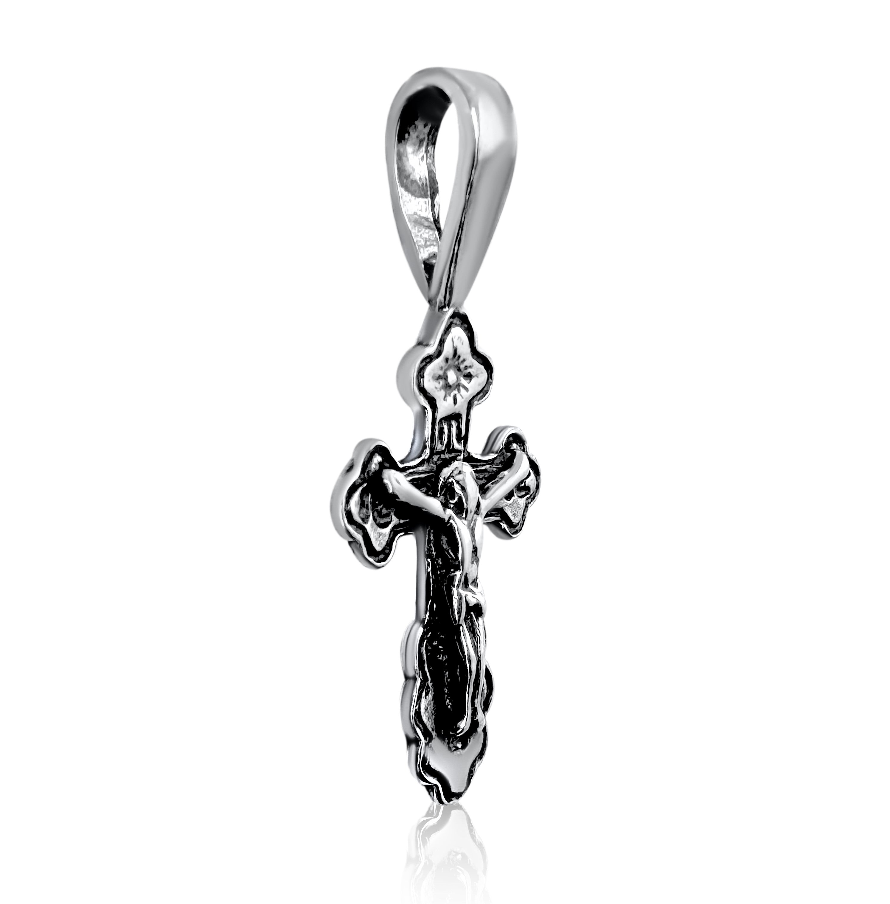 Christian silver cross pendant for kids, devotional keepsake
