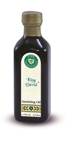 Biblical King David holy oil in cobalt glass bottle for prayer and worship