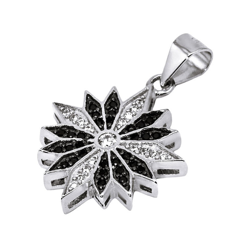Bethlehem Star necklace 925 silver with black and white Swarovski crystals