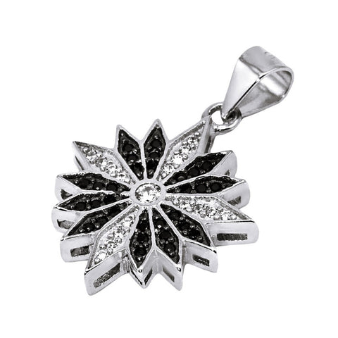Bethlehem Star necklace 925 silver with black and white Swarovski crystals