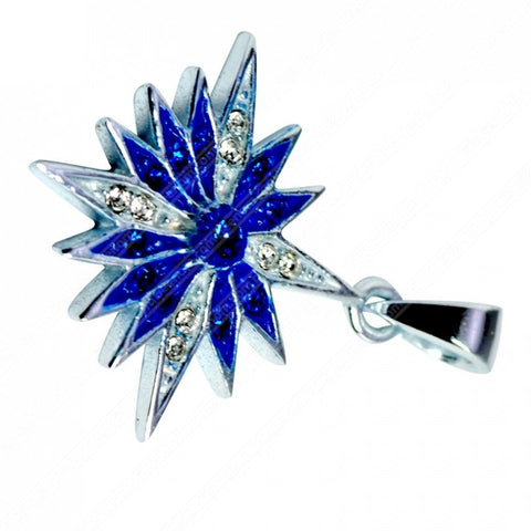 Blue Crystal Christian Star of Bethlehem Necklace for Women 925 Silver