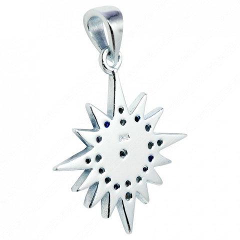 Blue Crystal Christian Star of Bethlehem Necklace for Women 925 Silver