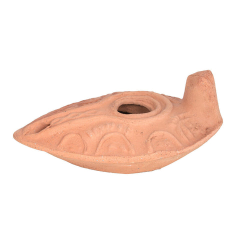 Vintage Biblical Antique Replica Herodian Terracotta Oil Lamp Clay 4 x 1.5"