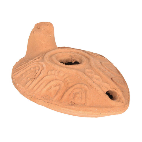 Vintage Biblical Antique Replica Herodian Terracotta Oil Lamp Clay 4 x 1.5"