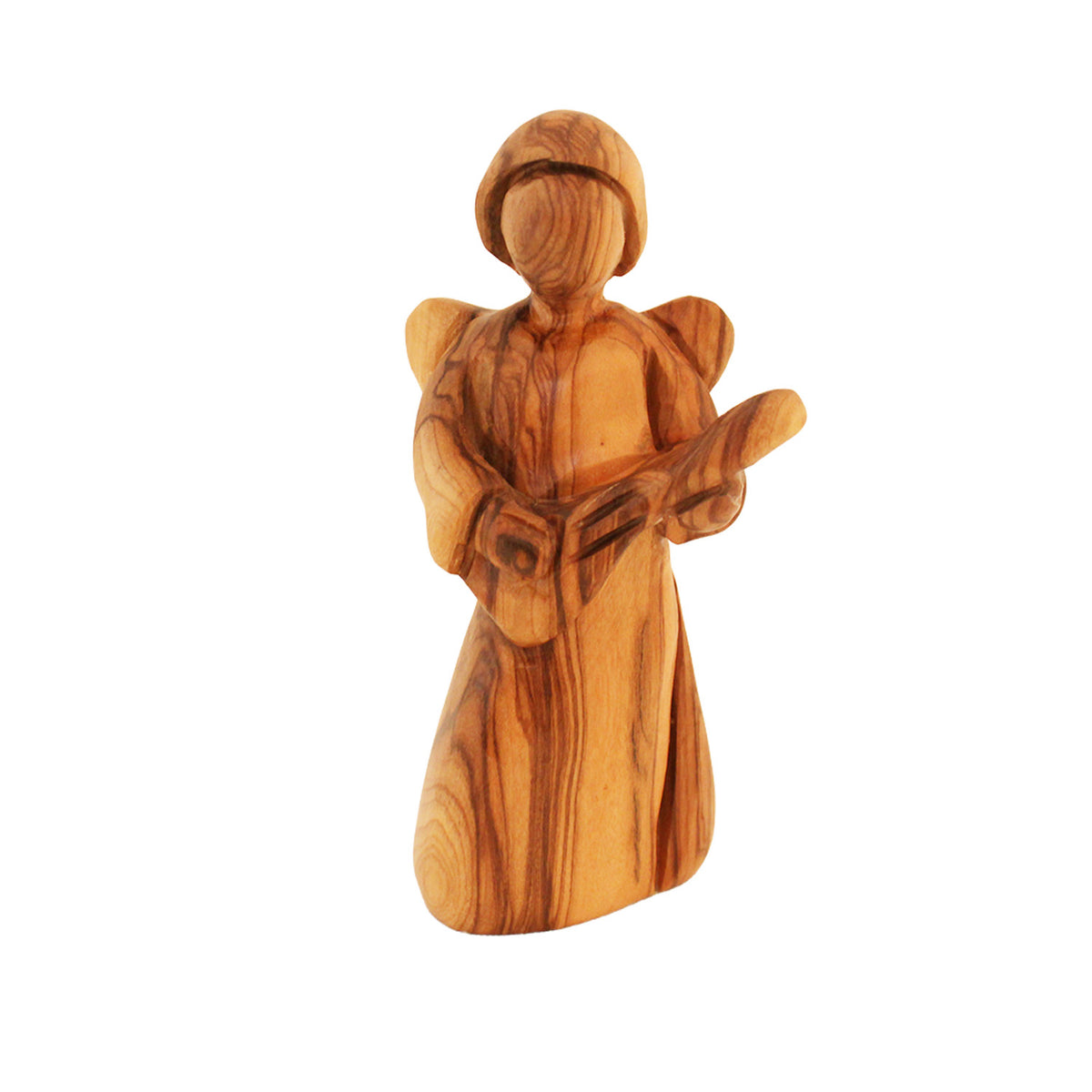 Olive Wood Angel Playing Guitar Statue – Hand Carved Figurine Bethlehem
