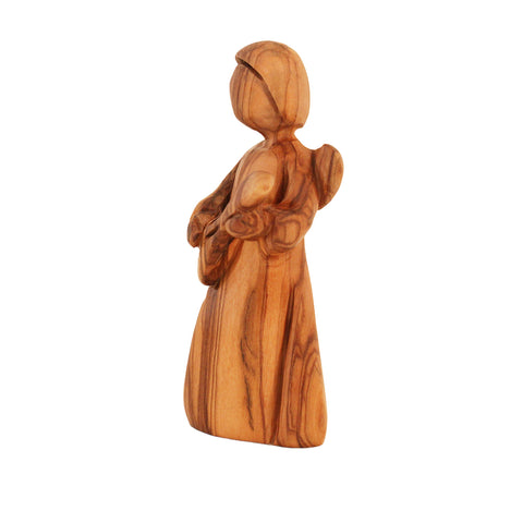 Olive Wood Angel Playing Guitar Statue – Hand Carved Figurine Bethlehem