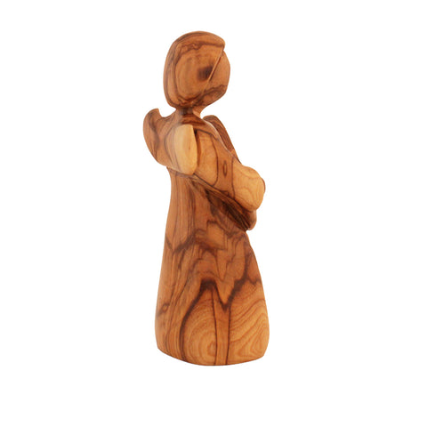 Olive Wood Angel Playing Guitar Statue – Hand Carved Figurine Bethlehem