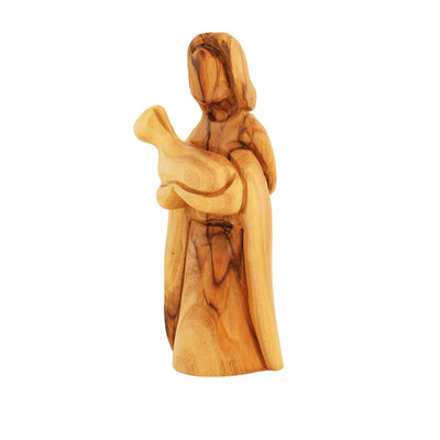 Good Shepherd Olive Wood Statue – Jesus Carrying the Lamb | Hand-Carved Faith Gift