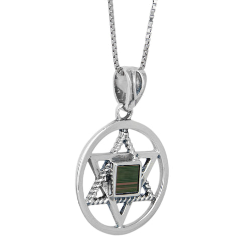 round magen david pendant with purple nano sim tanakh center