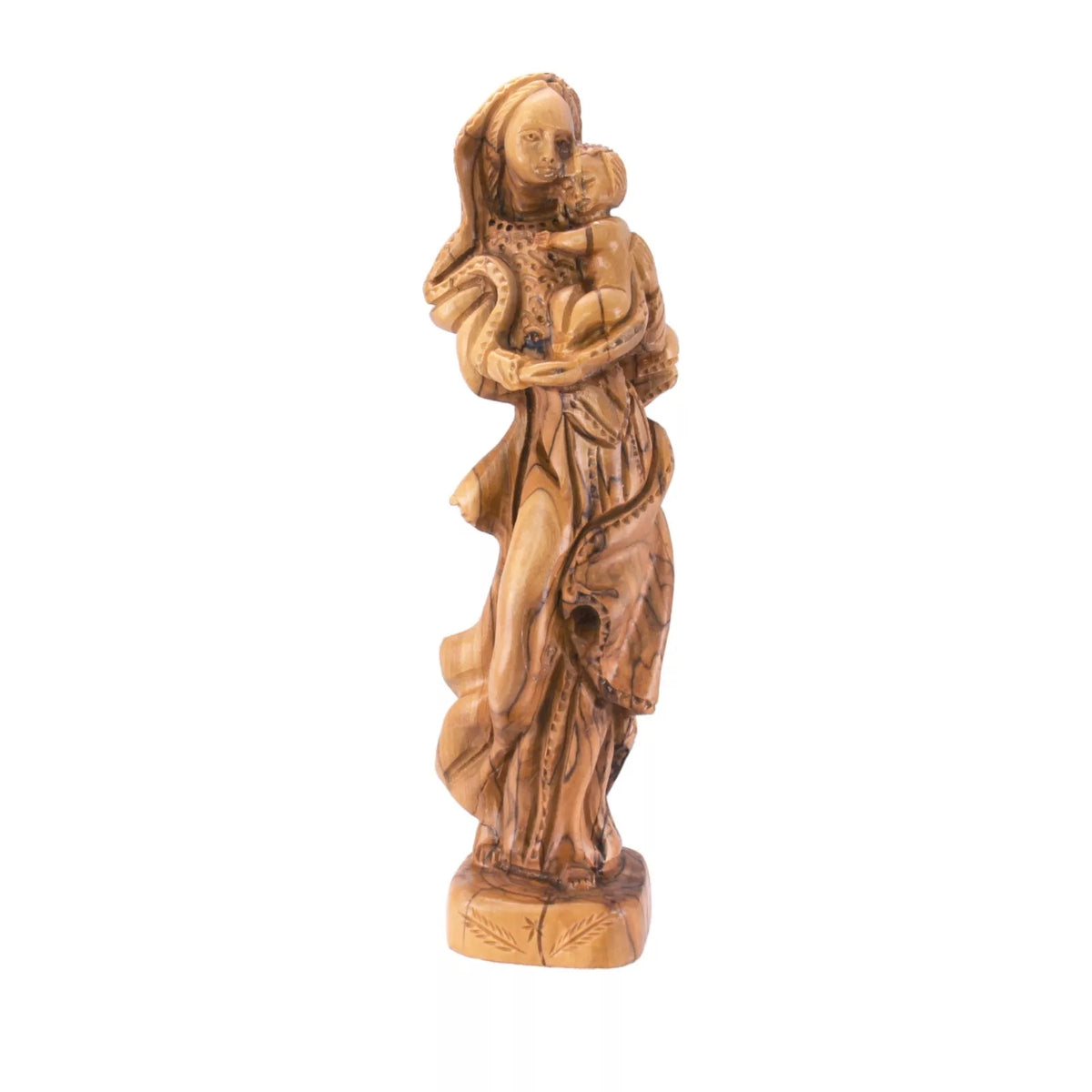 Hand-carved olive wood Virgin Mary figurine from Bethlehem for daily devotion