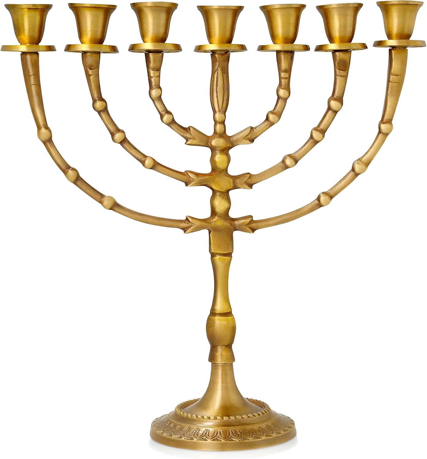 matte brass menorah for spiritual judaica decor
