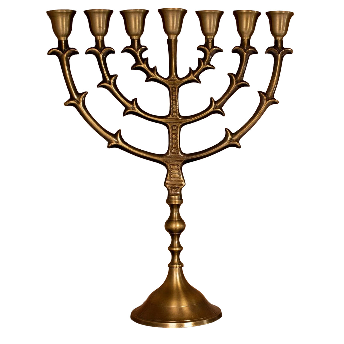 matte gold seven branch menorah temple replica
