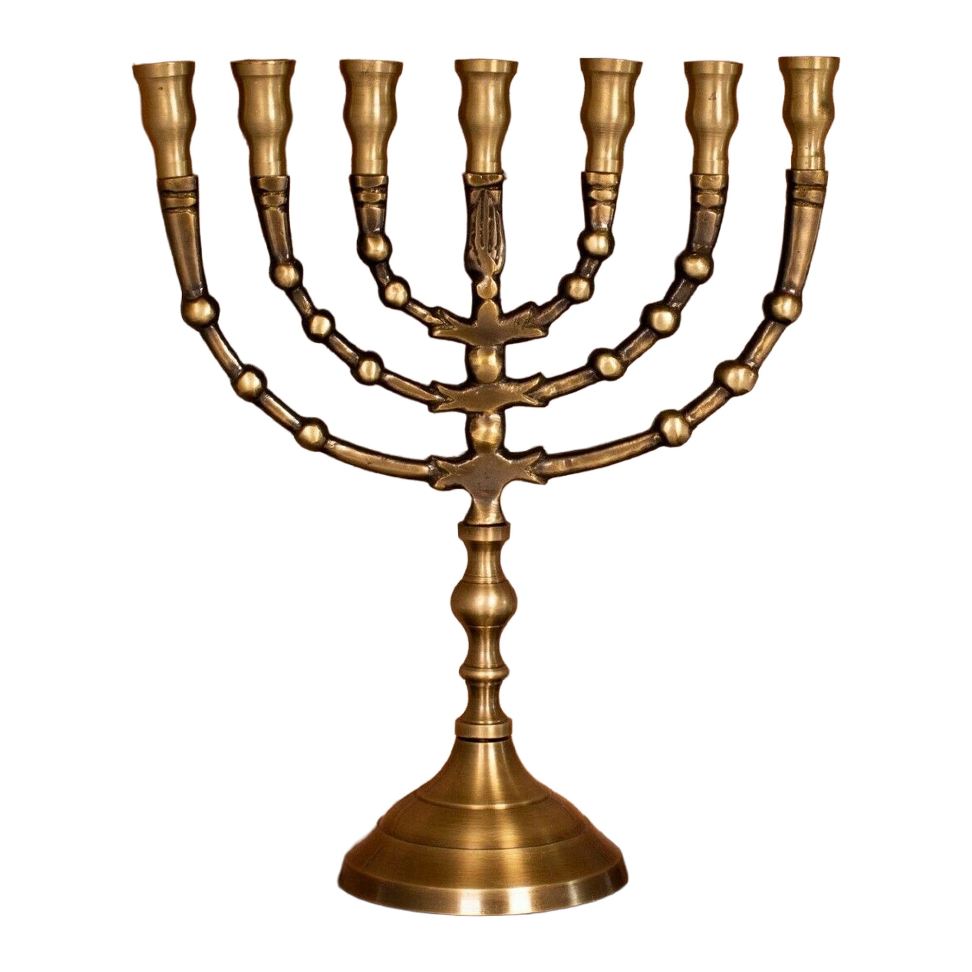 matte gold brass menorah temple replica
