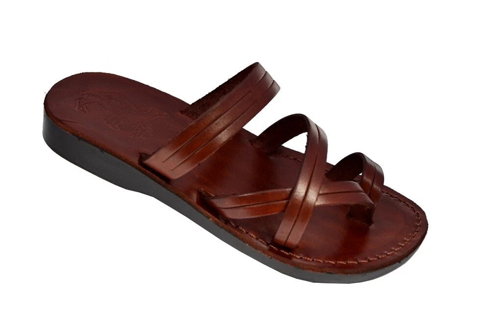 men’s crossed leather Jesus sandals handcrafted in the Holy Land
