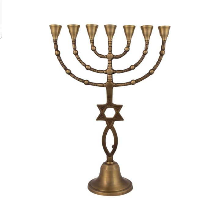 religious symbol menorah brass for messianic altar use
