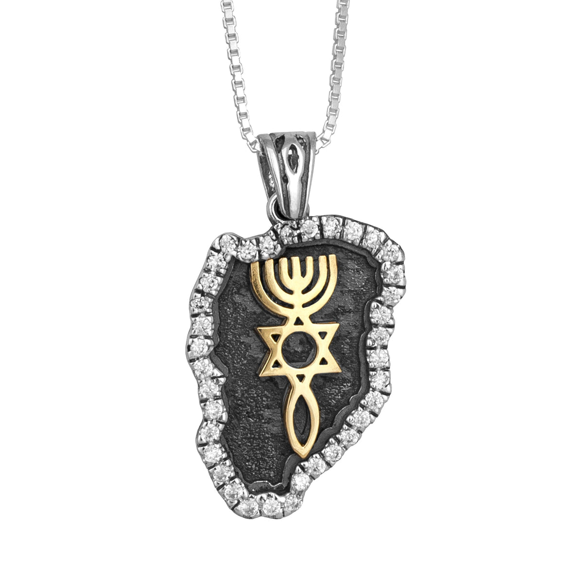 Messianic seal pendant sterling silver with 9K gold accent
