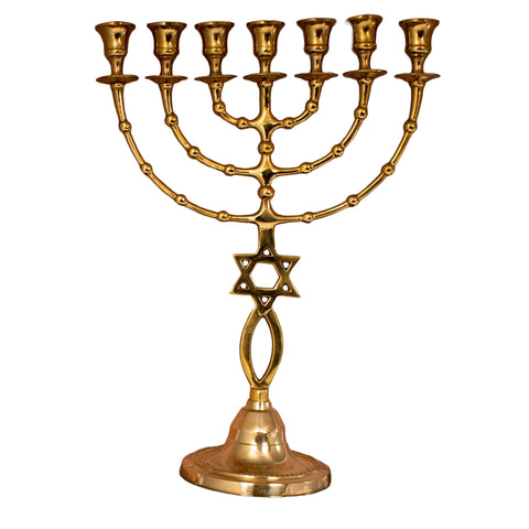 messianic menorah seven branch vintage brass menorah holy land
