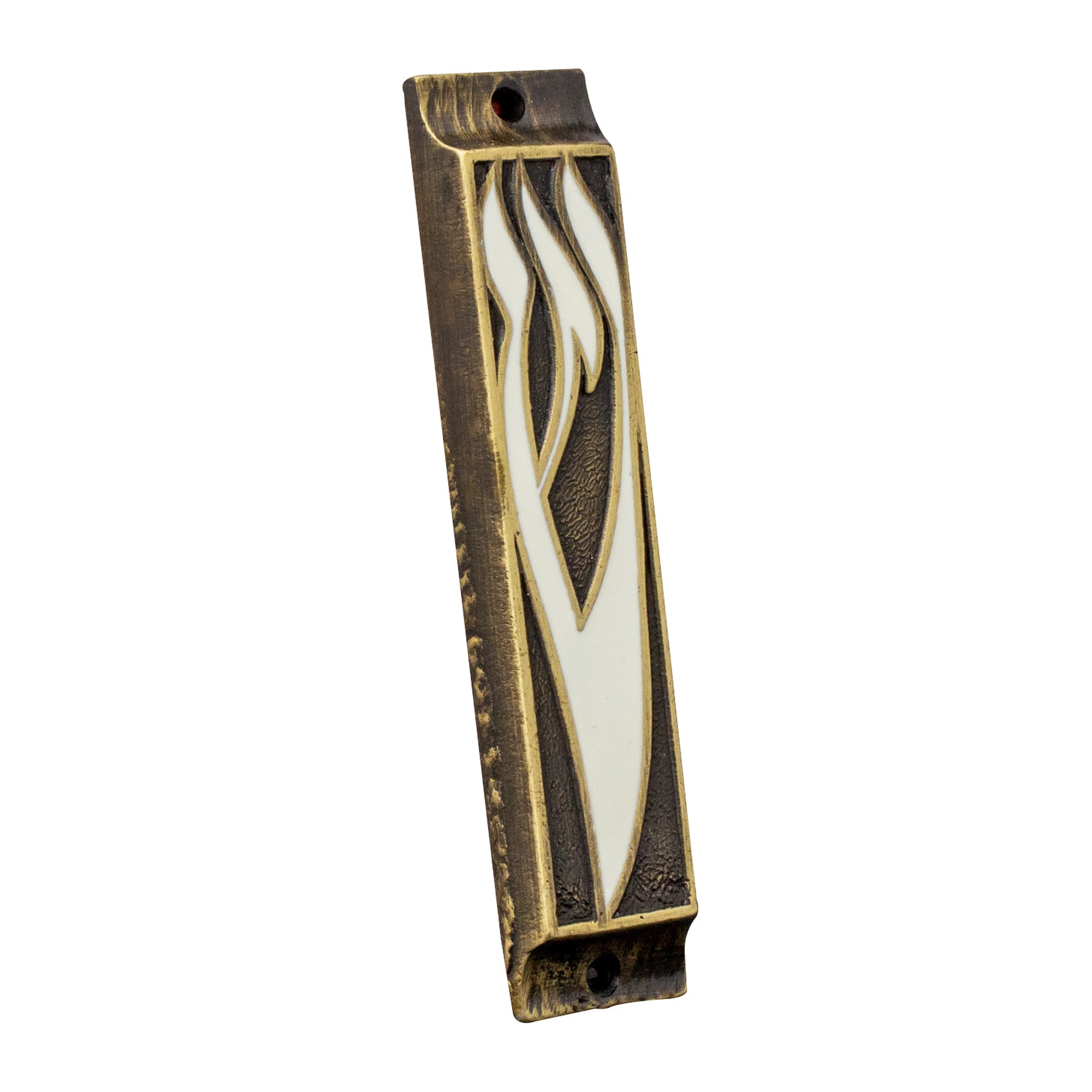 Bail and chain detail mezuzah case olive wood craft
