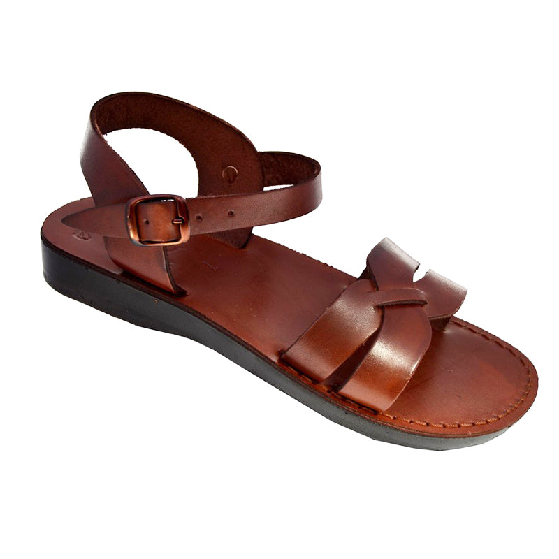 Unisex Jerusalem Biblical Style Antique Sandals Genuine Camel Leather Stripes 5-13 US