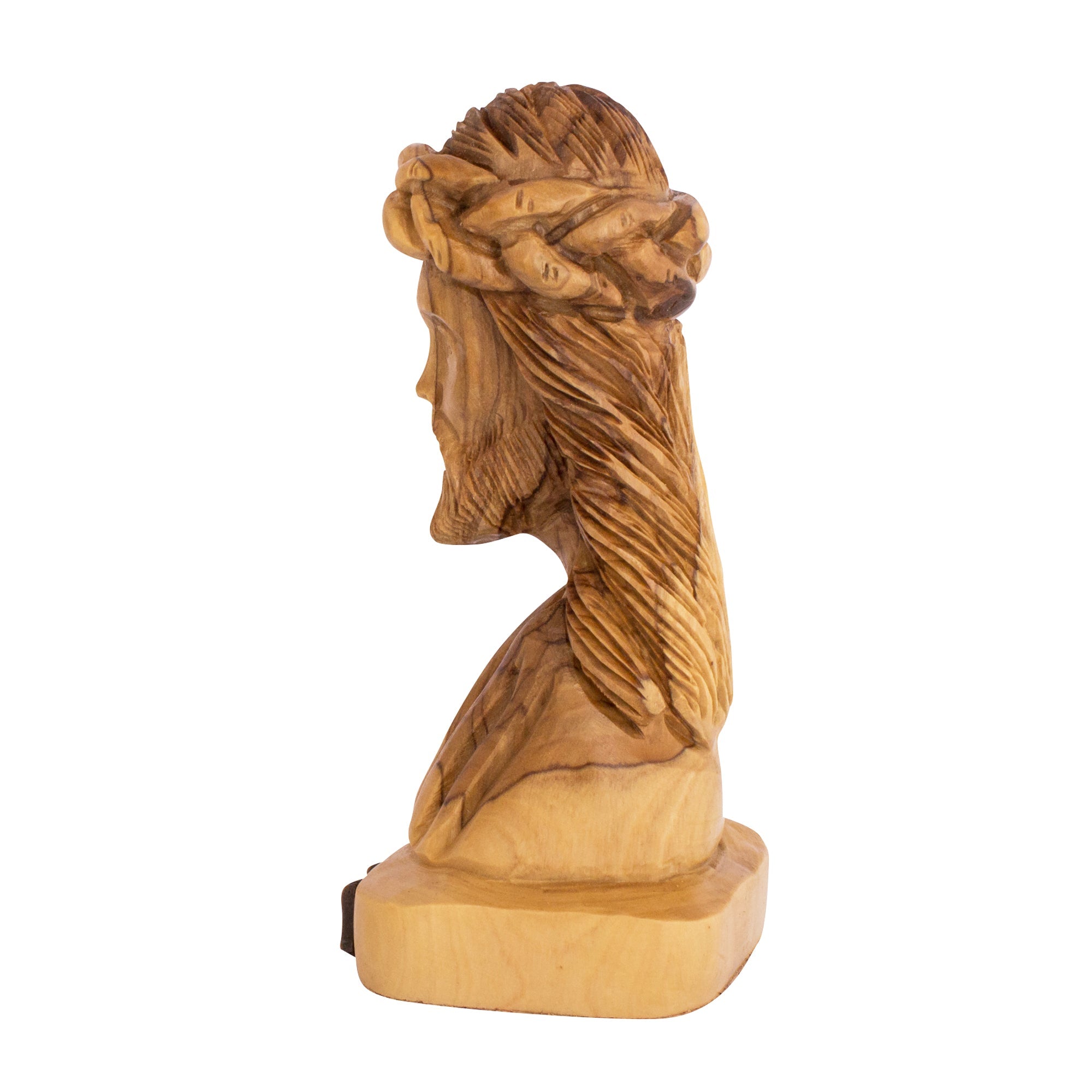 serene expression carved jesus head olive wood statue handmade
