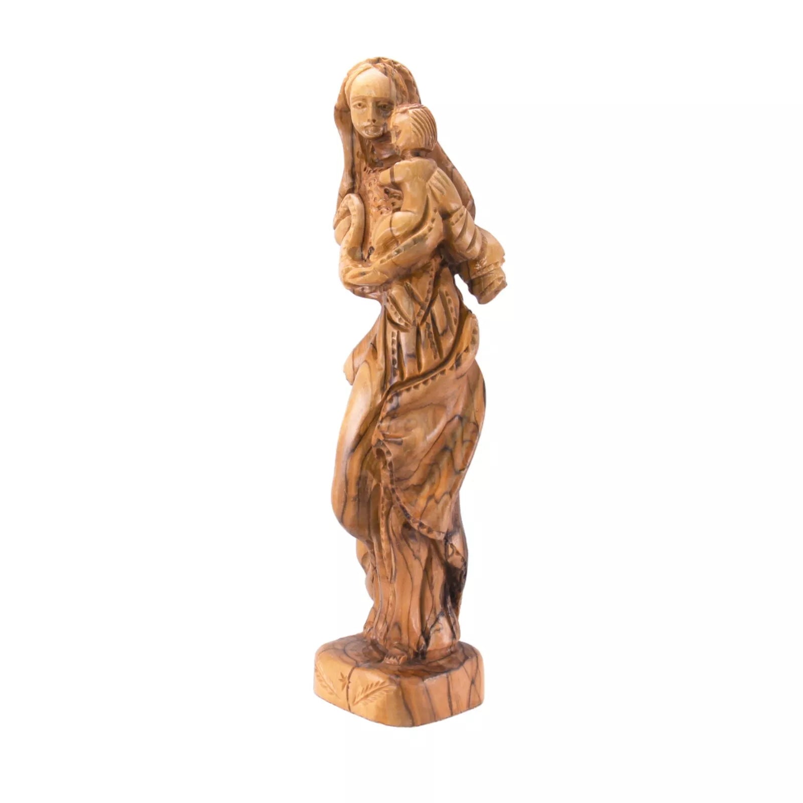 Olive wood religious figurine for home altar and prayer corner