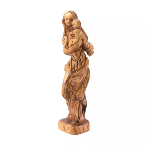 Olive wood religious figurine for home altar and prayer corner