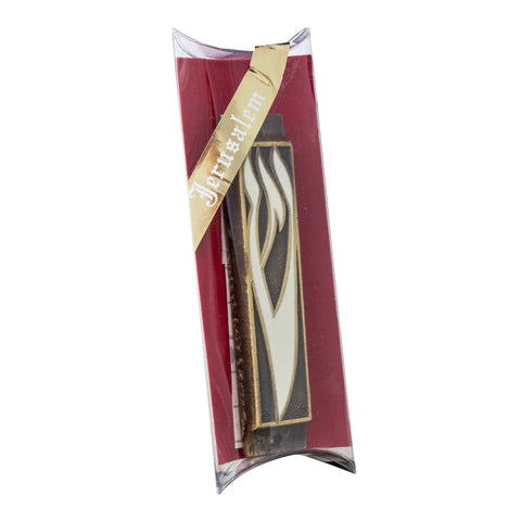 Reverse side olive wood mezuzah case carved in Israel
