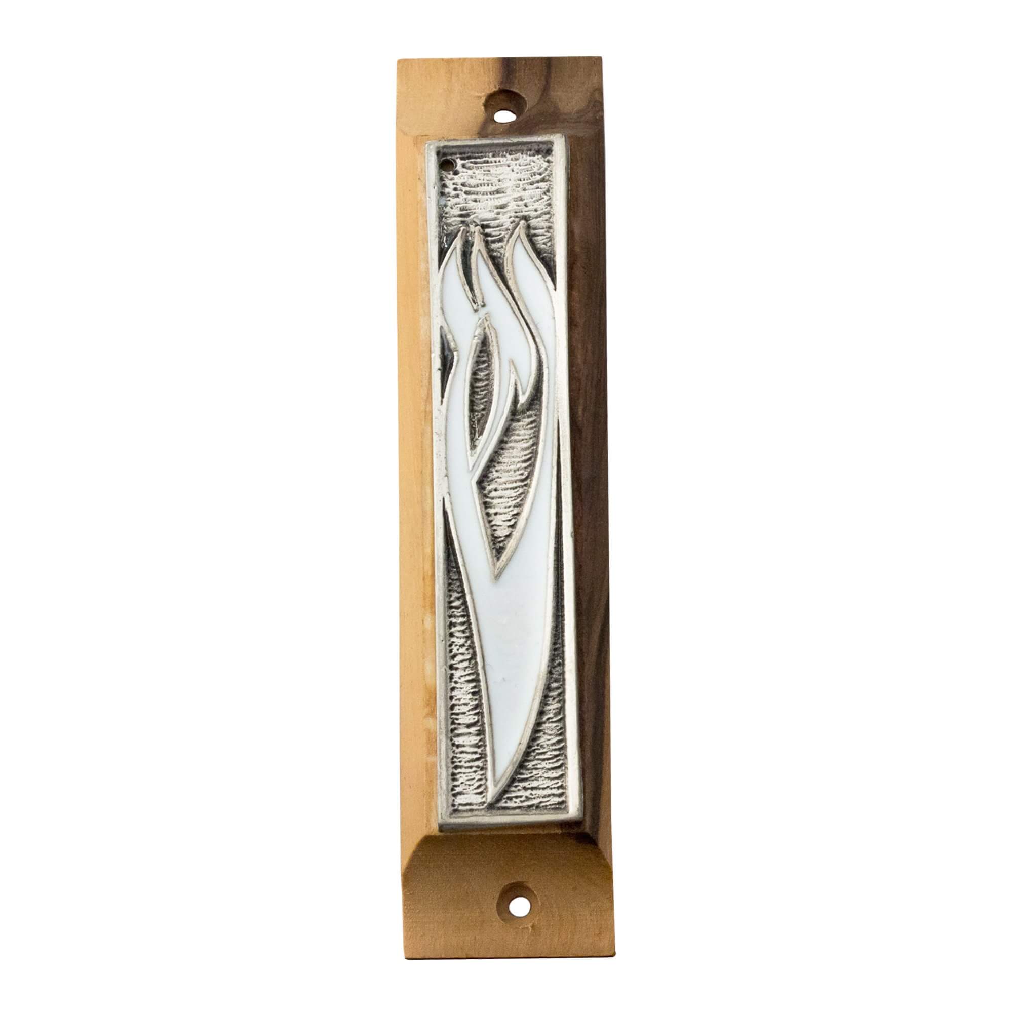 Olive wood mezuzah with Shma Yisrael scroll