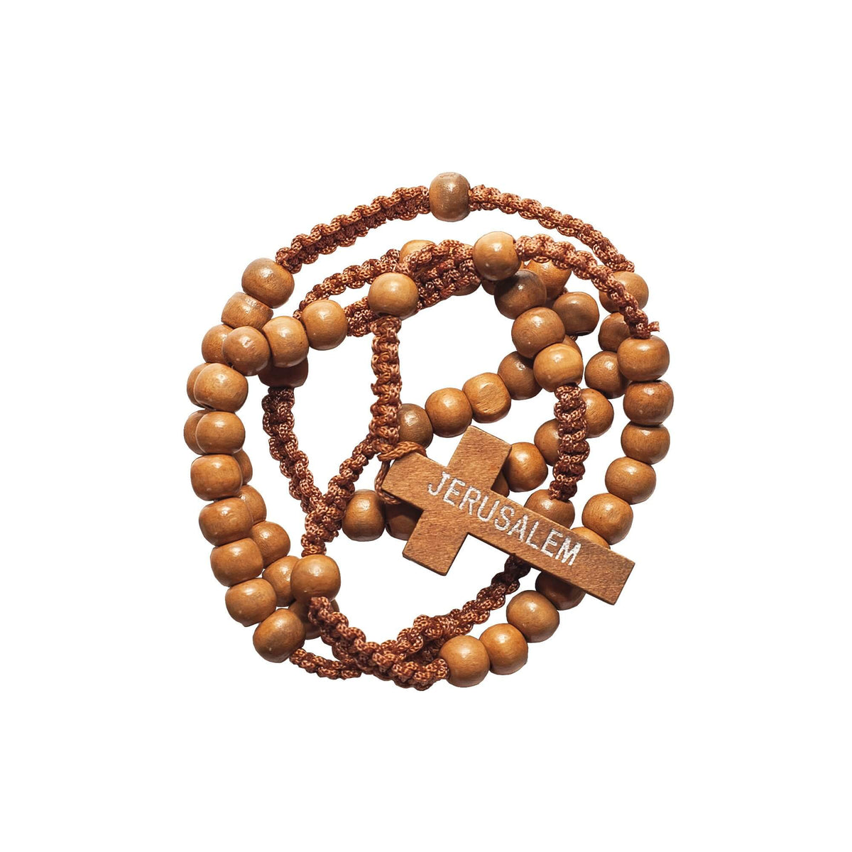 Olive wood rosary with crucifix from Jerusalem