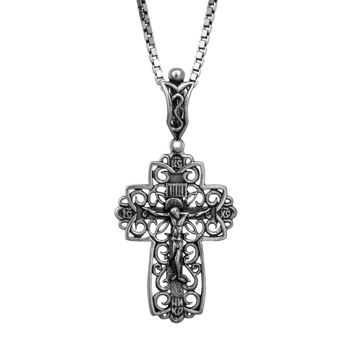 order Orthodox silver crucifix pendant from Israel
