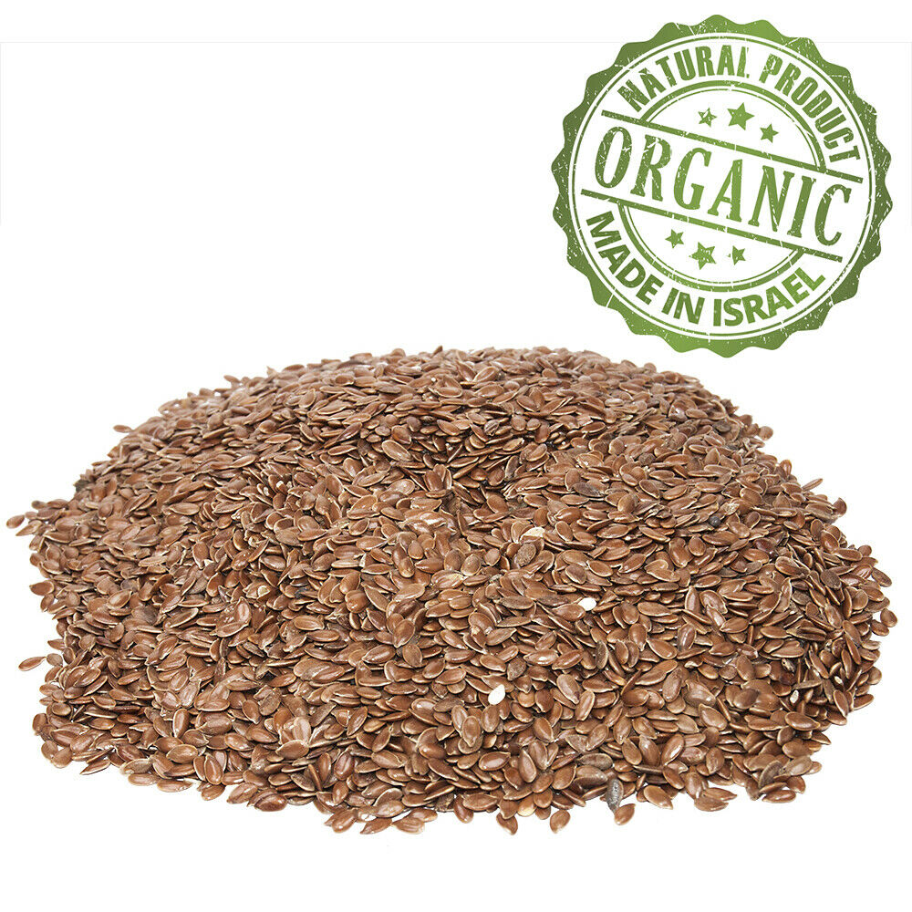 Pure organic brown linseed grains for baking and cooking.
