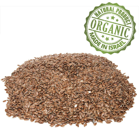 Pure organic brown linseed grains for baking and cooking.
