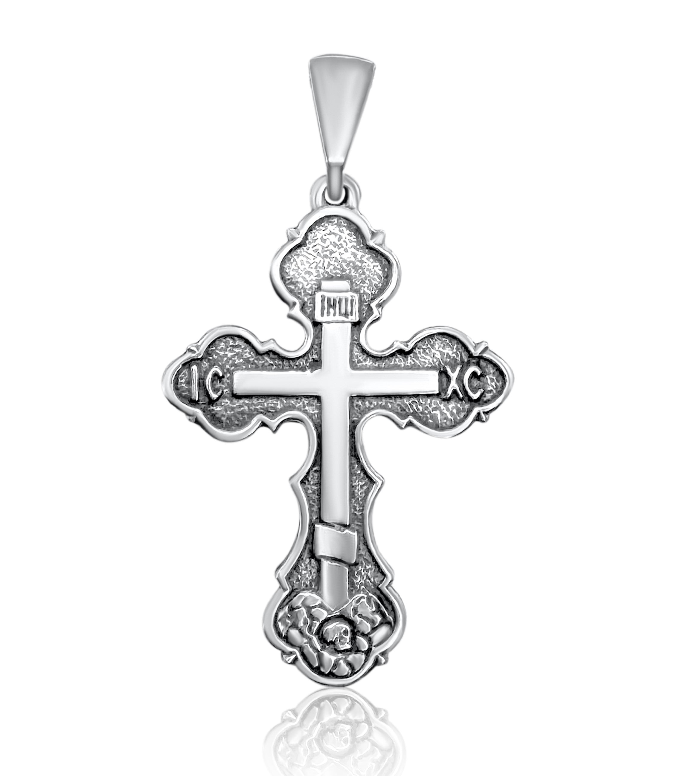 Orthodox cross necklace silver from Jerusalem, solid 925 quality
