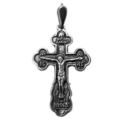 Orthodox cross necklace silver, Catholic crucifix 925 from Israel
